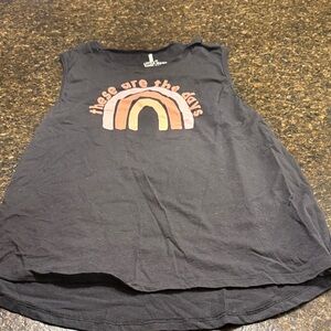 Black Sleeveless These are the Days Top with Rainbow Graphic
